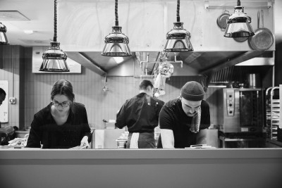 GOOSE Gourmet preparing catering in the kitchen at event venue Frankfurt GOOSE Eventspace